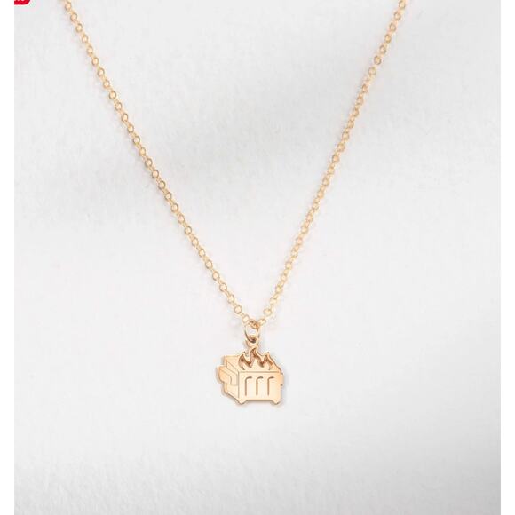 Dumpster Fire Necklace – 14K Gold Filled on Stainless Steel – 16" Dainty Chain - Picture 5 of 7